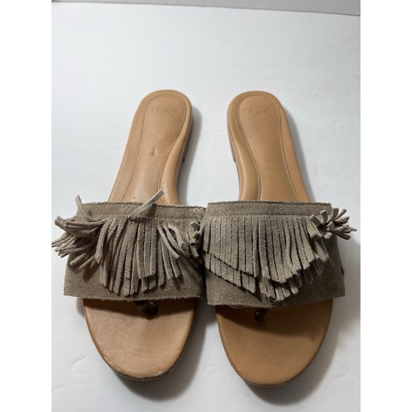 UGG Tan Fringe Sandals - Picture 1 of 9